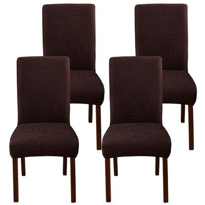 2/4pcs Leaf Jacquard Chair Covers, suitable for various chair sizes. Easy to install, non-slip, and provides protection for chairs in living rooms and kitchens.