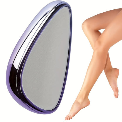 Waterproof nano hair eraser with purple handle for painless exfoliation on various body areas.