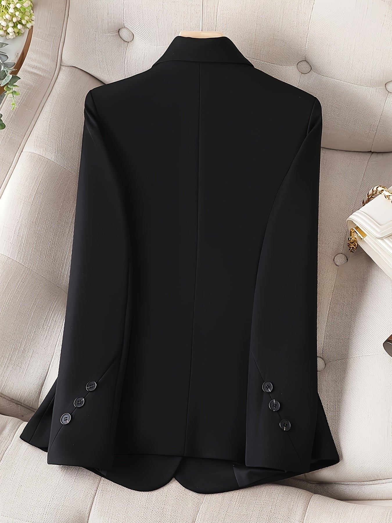 Elegant double-breasted blazer for office wear, women's clothing.