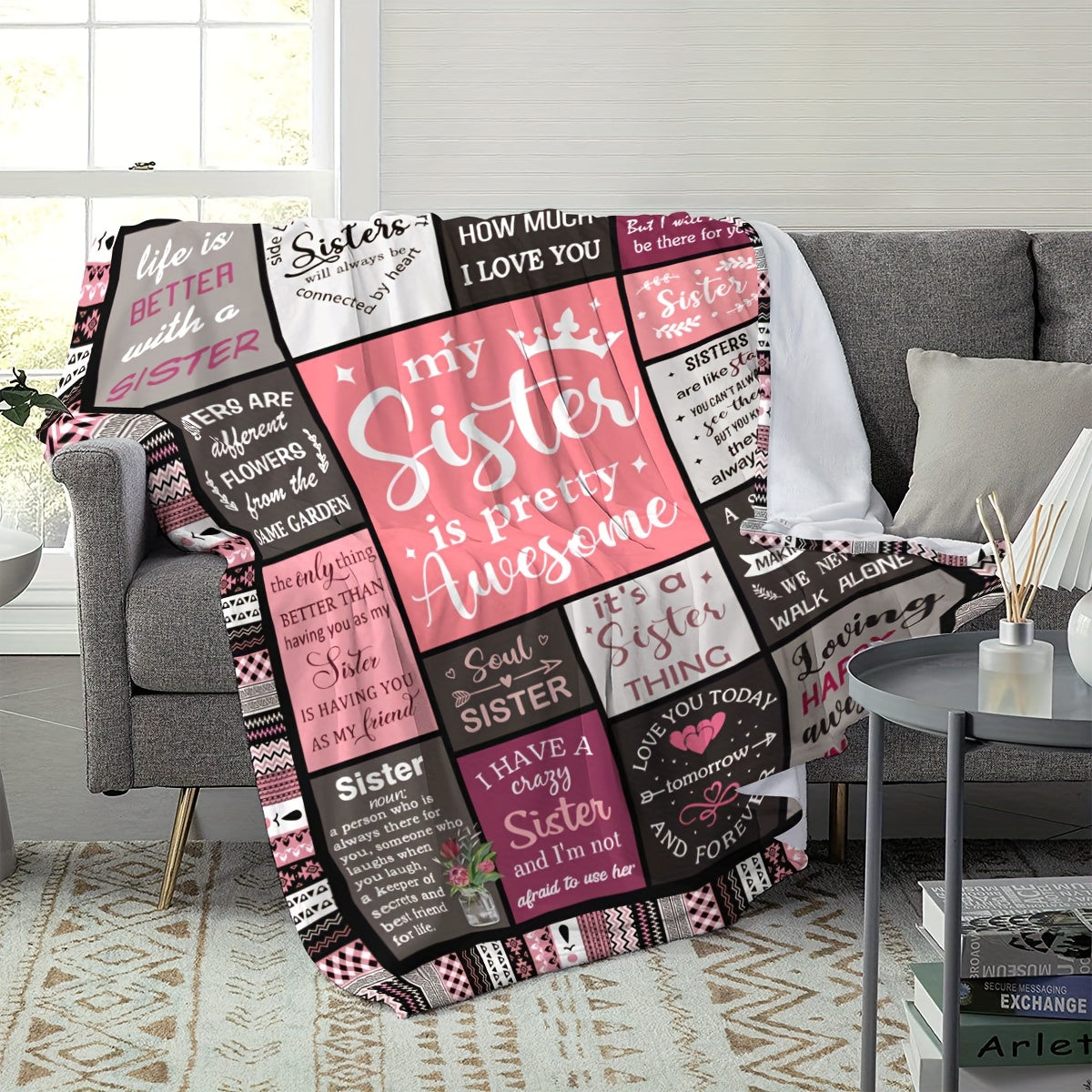 Gifts for Sisters: Sister Birthday Gifts, Best Friend Birthday Gifts for Women; Blanket for Little Sister - Perfect for Christmas and Thanksgiving; Big Sister Gifts for Bed, Couch, or Chair