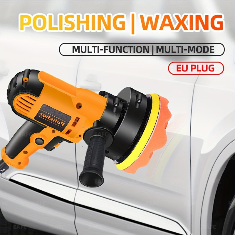 Compact EU plug mini polisher with adjustable power for smooth and shiny car finishes. Portable handheld electric polishing machine for home waxing and car supplies.