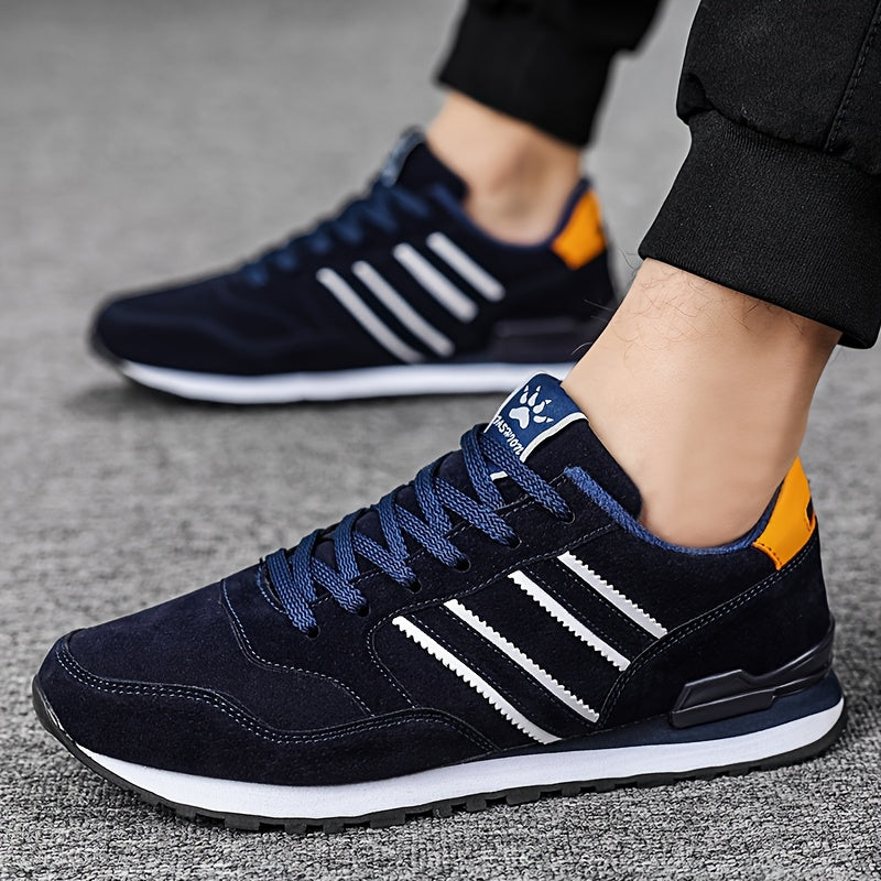 Casual men's sneakers with low top lace-up design, suitable for walking and hiking outdoors. Made with faux upper, fabric inner, and EVA/TPU sole for comfort.