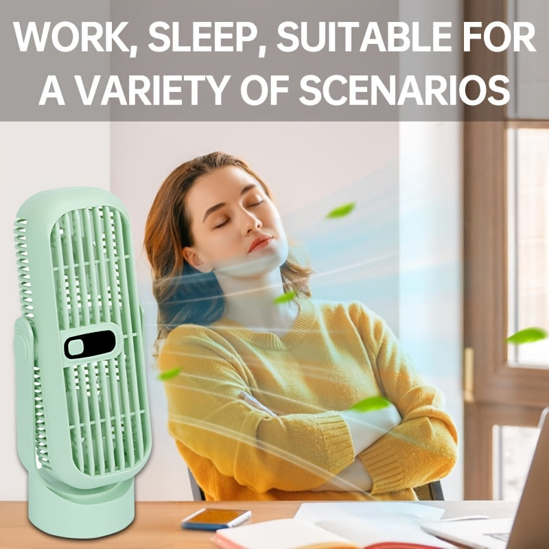 10W Quiet Desktop Personal Fan with Button Control, Portable USB Rechargeable Design, Made of Plastic, Features Built-in Lithium Battery, Ideal for Indoor and Outdoor Use, Comes with Cord Included