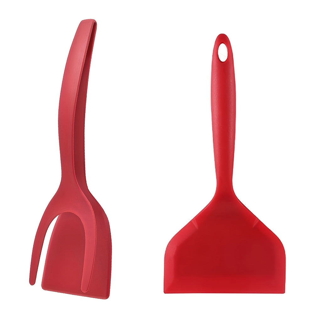 Set of 2 Silicone & Nylon Spatulas - Ideal for Cooking, Flipping, and Frying - Non-Stick and Heat-Resistant Turners for Eggs, Pancakes, Steaks, BBQ - Safe and Durable Kitchen Tools