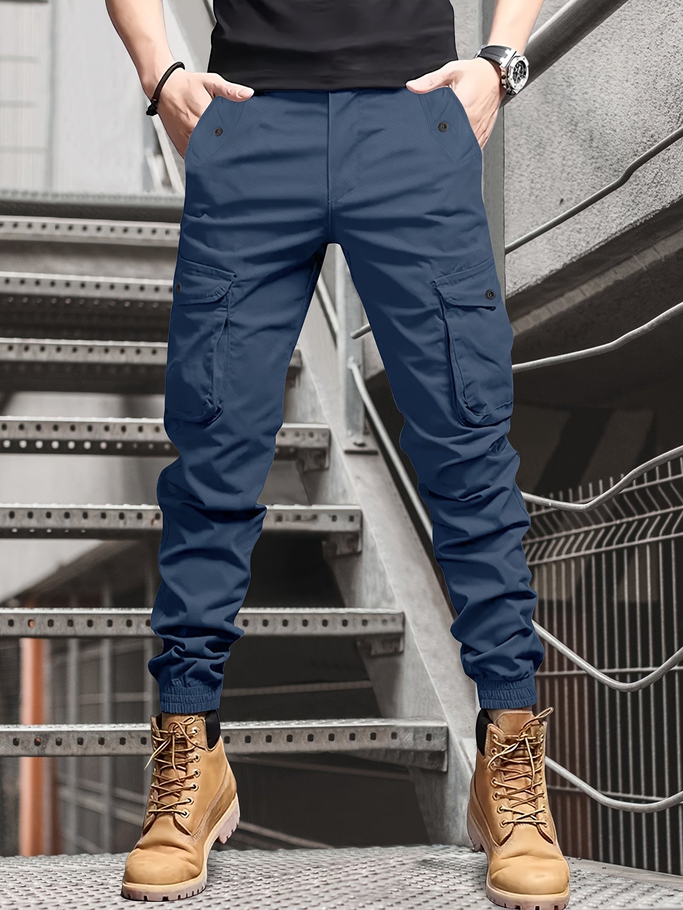 Men's cargo pants with multiple pocket decorations, suitable for spring and summer. Model 2188. Stylish and casual joggers.