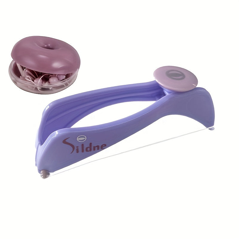 Purple Mini Facial Hair Remover for Women - Easy DIY tool with sliding mechanism for smooth, hair-free skin, compact and convenient for on-the-go grooming.