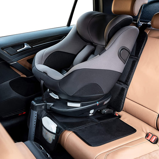 Large Size Car Seat Protector made of 600D Fabric with Thick Padding and Storage Pockets for Seat Protection and Adaptability.