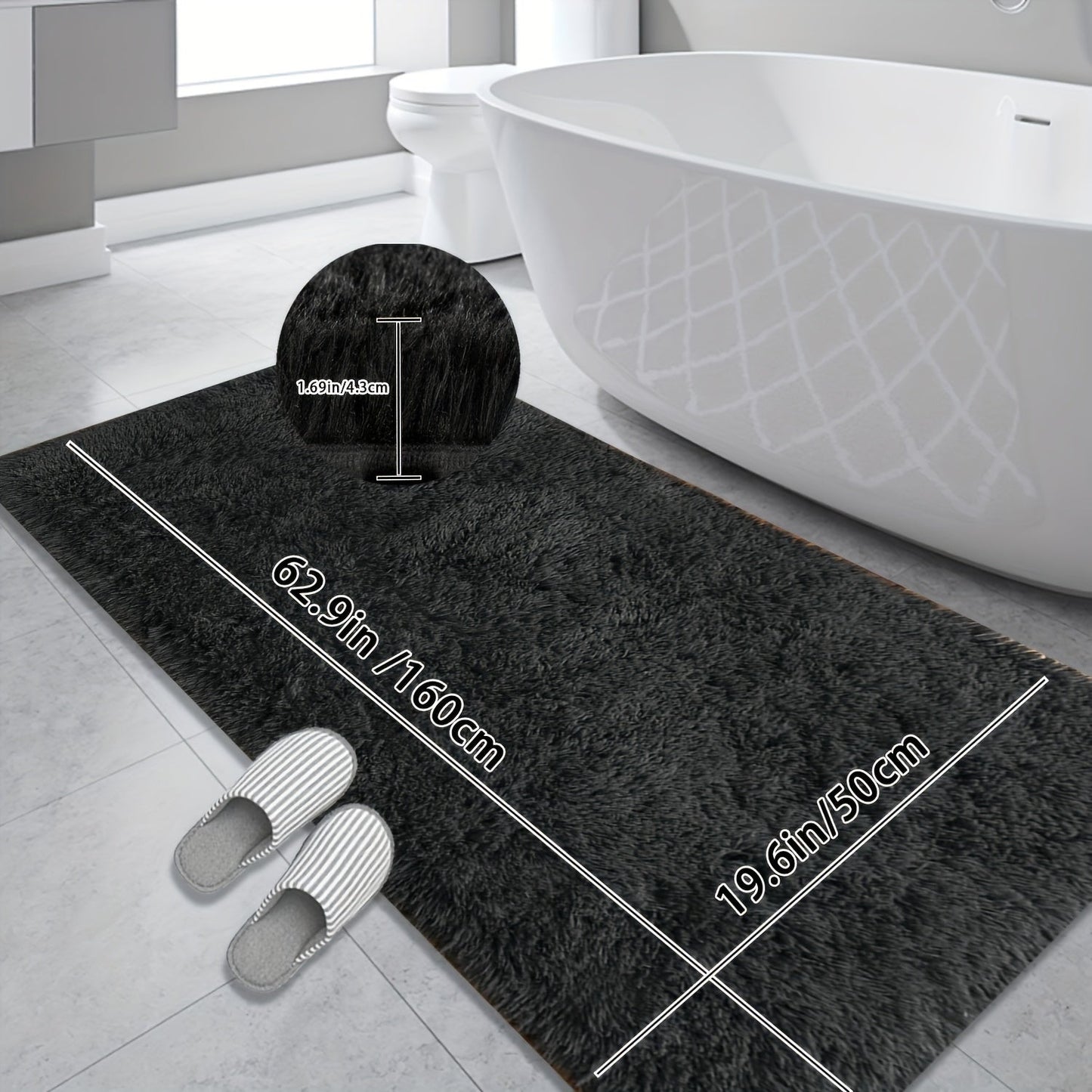 Soft Plush Bath Mat, 1 Piece, Non-Slip and Absorbent, Made of Ultrafine Fiber with Thick Anti-Slip Bath Rug, Non-Woven Backing, Rectangle Shape, Easy to Clean in Washing Machine, Low Pile Design, Polyester Material, Perfect for Bathroom Floor Decoration