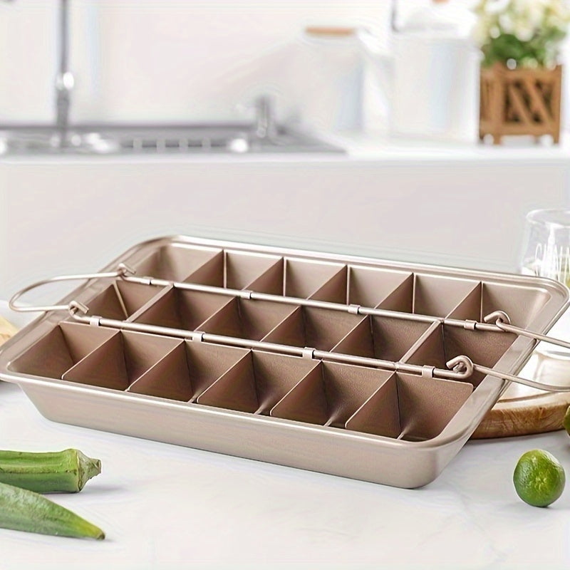 Cake Pan With Dividers, 1 piece, measures 30.99cm X 19.51cm. Also includes a Mini Loaf Pan and a Non-Stick Square Muffin Pan. This Bakeware set is essential for your baking needs and is suitable for use in the oven. Perfect addition to your Kitchen