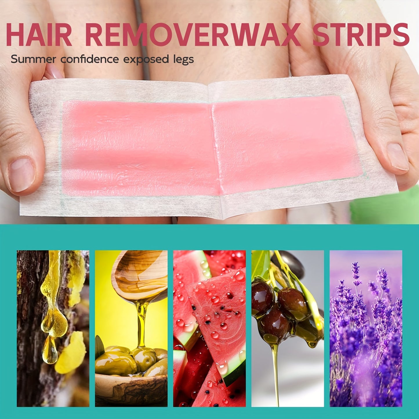 40/20 Watermelon Hair Removal Wax Paper Set with Large and Small sizes, includes Wet Wipes. Suitable for full body hair removal including armpits, legs, eyebrows, beards, and bikini area.