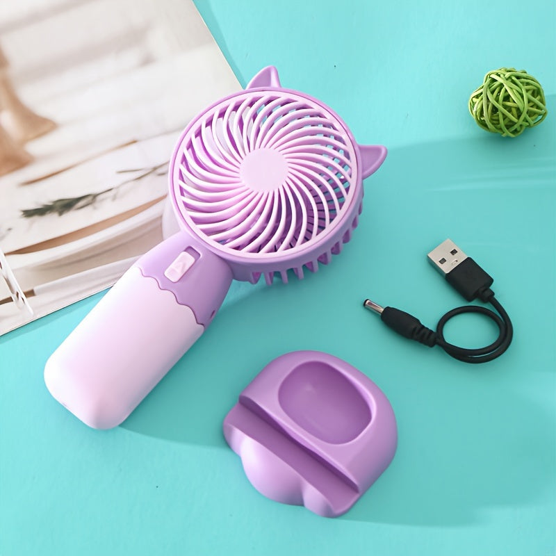 Portable Mini Fan - Rechargeable via USB, Convenient Handheld and Wearable Design for Both Men and Women - Perfect for Office, Outdoor Activities, Traveling, and Camping