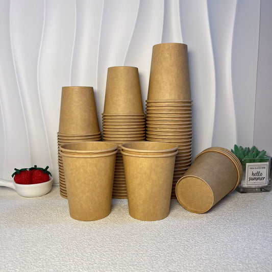 Pack of 50 7/8 Oz Thickened Disposable Paper Cups, Kraft Paper Cups, Ideal for Coffee, Milk Tea, and Beverages, Food Grade and Perfect for Birthdays, Weddings, Holidays, Halloween, Christmas, New Year's and Parties