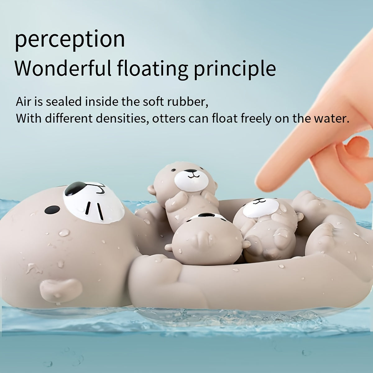 Set of 4 Silicone Otter Bath Toys with Floating Seal Design, Safe and Long-lasting Water Play Set for Kids, Perfect Bathing Toys for Children, Great Gift for Toddlers