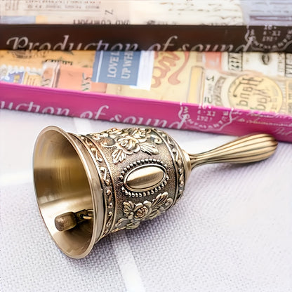 1pc Elegant Antique Brass Handbell for Wedding, Eid Mubarak, and Traditional Celebrations - Tan