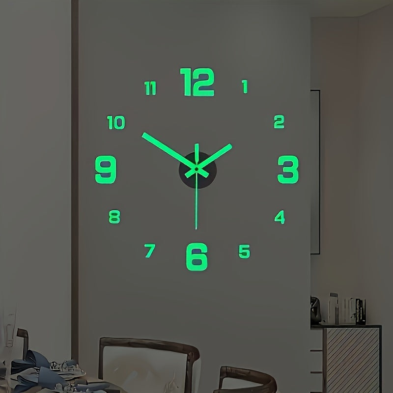 Nordic style DIY self-adhesive silent wall clock with acrylic cover. Battery not included.