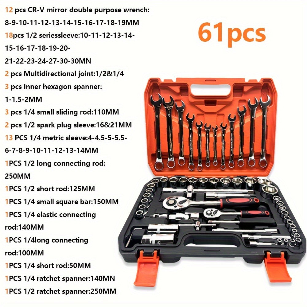 53/82/121/151 pcs of Stainless Steel Automotive Repair Tool Kits with Quick Ratchet Wrenches for Off-Road Motorcycles And Bicycle Maintenance - Complete Automotive Repair Accessories