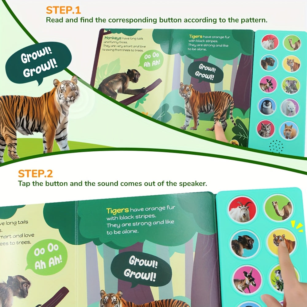 Bear Tale® Tiny Ears Big Roars is a 10-button sound book for children, featuring wild animals. It is an interactive audio book for learning, making it an ideal gift for toddlers.