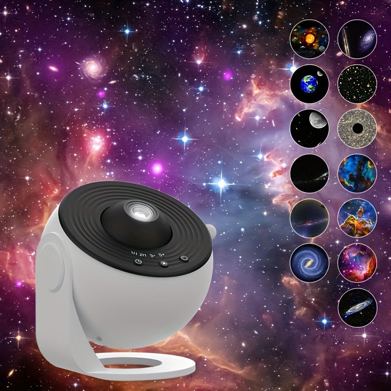 Modern 13-in-1 Galaxy Star Projector, 360° Rotating Nebula Night Light with Adjustable Lighting, USB Powered Tabletop Lamp for Living Room, Bedroom Decor, Home Theater - No Batteries Needed.