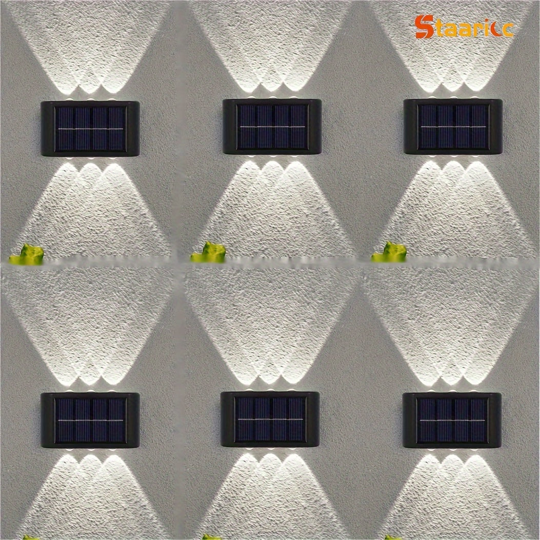 Solar Wall Lights for Outdoor Decoration - Set of 8/6/4/2 LED lights for Courtyard, Street, Fence, Garage, Garden.