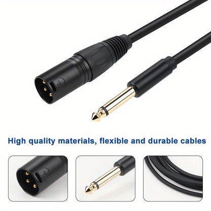 6.5mm to XLR male audio cable with zinc alloy aluminum case and pure copper golden-plated plug for connecting computer sound card to mixing console. Eid Al-Adha Mubarak.