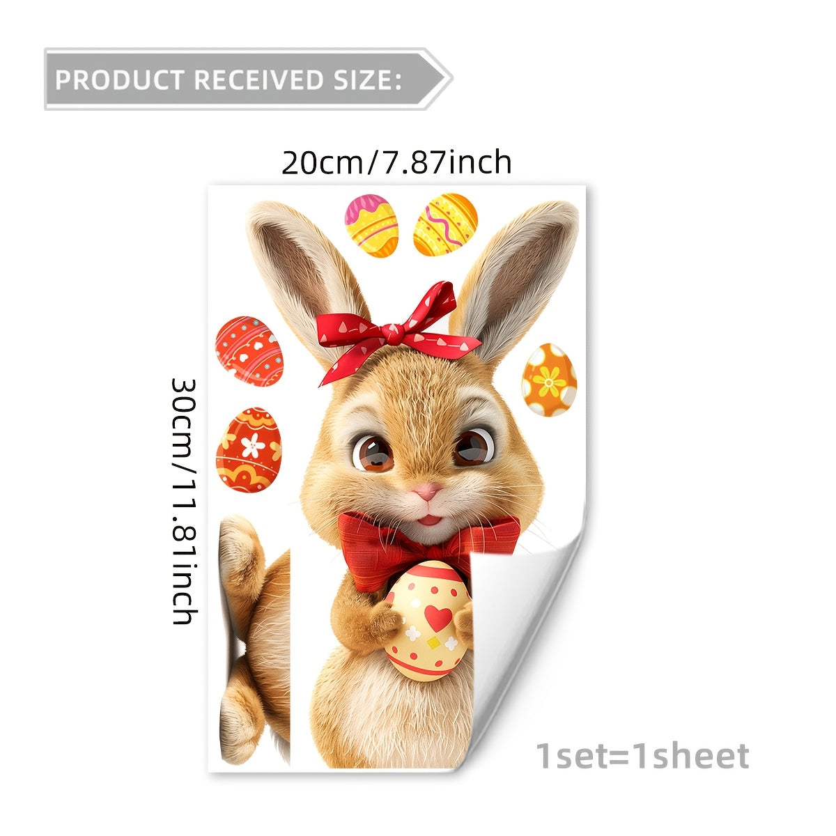 Easter Bunny va Tuxumlar Deraza Qoplamalari - 20x30sm, Yuzma-yuz Elektrostatik Dekoratsiyalar Yotoqxona va Balkon Bezash uchun, Qayta ishlatiladigan PVC Uy Aksessuarlar