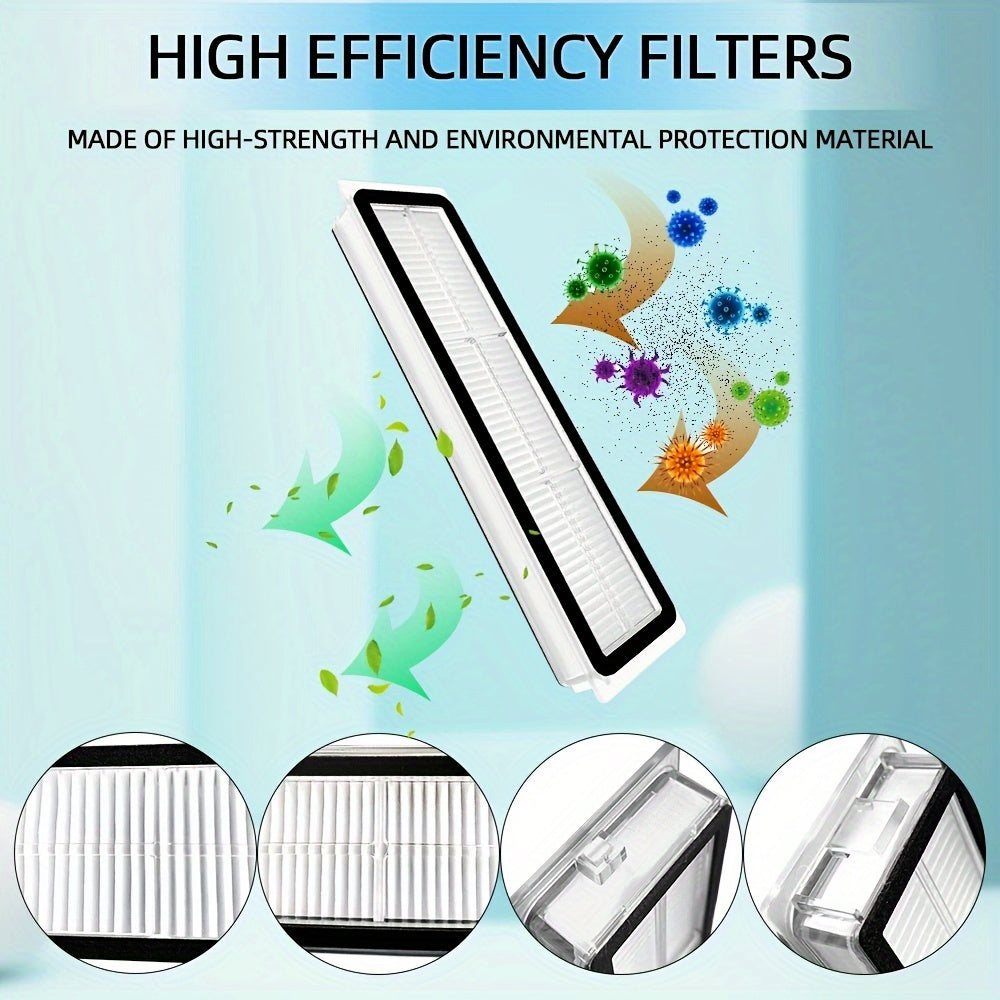 Compatible with Dreame D9/ D9 Pro/ D9 Max/ L10 Pro/ Trouver LDS Vacuum Mop Spare Parts Set, including High Efficiency Filter Mop, 2 Main Brushes, 4 Filters, 4 Mop Cloths, and 1 Bird Brush.