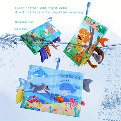 Diikamiiok Colorful Cloth Books for Young Children - Interactive Learning with Cartoon Animal Tails, Soft Fabric, Ages 12-72 months, Educational Toys