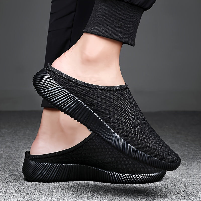 Women's slip-on mid-top sneakers with plain toe, solid color fabric upper & insole, all-season MD sole - comfortable home shoes.