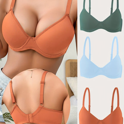 Simple Solid Seamless Bra Set, Comfortable Push-Up Lingerie for Women.