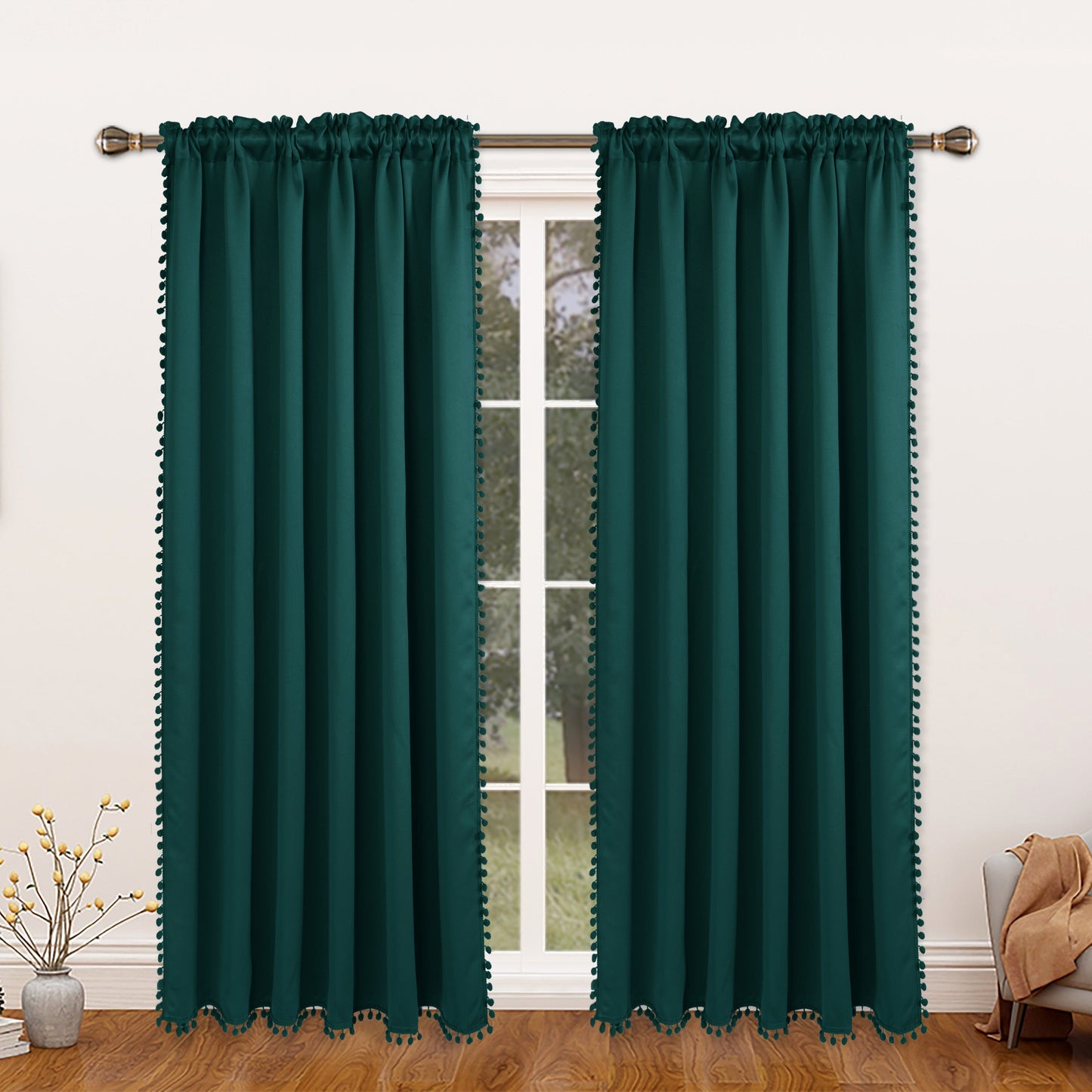 1 thermal insulated blackout curtain panel suitable for study, living room, and kitchen. This decorative curtain features a rod/pole pocket design for added privacy and energy efficiency.