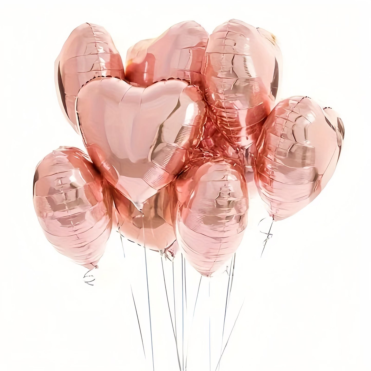 10 heart-shaped foil balloons for Valentine's Day, birthdays, weddings, anniversaries, themed events, engagements, and parties.