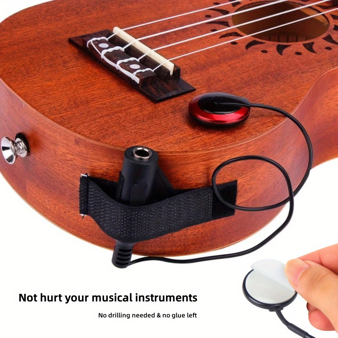 QiJiStar Professional Guitar Pickup with ABS material and Piezo contact, 6.35mm female plug for easy installation on acoustic guitar, ukulele, banjo, kalimba, harp. Suitable for room