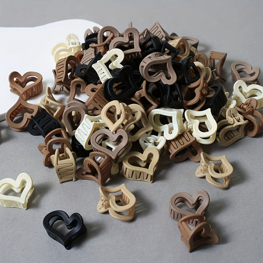 20pcs Coffee Color Heart Shaped Hair Clips for Women