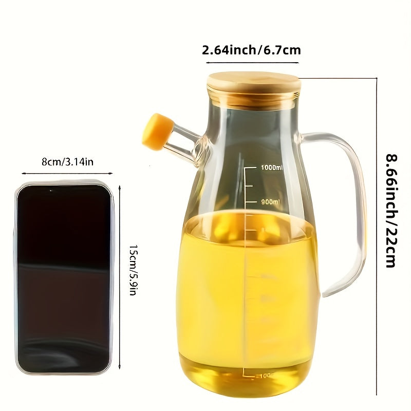 Glass Olive Oil Dispenser - Leakproof Kitchen and BBQ Seasoning Bottle for Cooking, Salads, Grilling, Camping, and Picnics - 1 piece