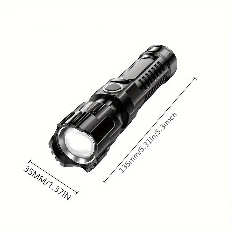 1pc USB-rechargeable handheld flashlight with wide zoom beam for outdoor, exploration, and work lighting.