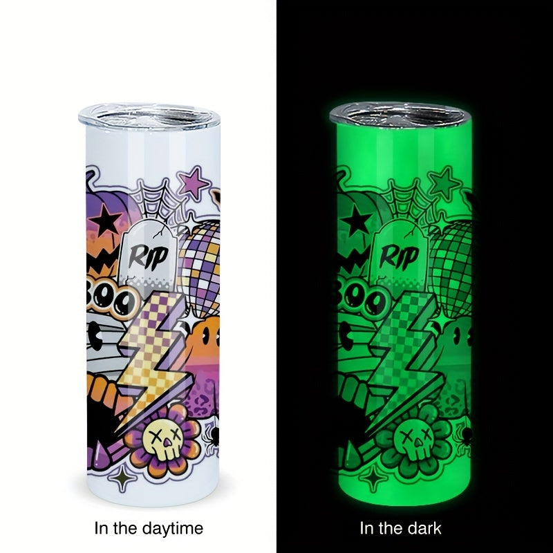 4pcs of 20 oz sublimation tumblers with glow in the dark cups, lids, and straws made of stainless steel for DIY gifts.