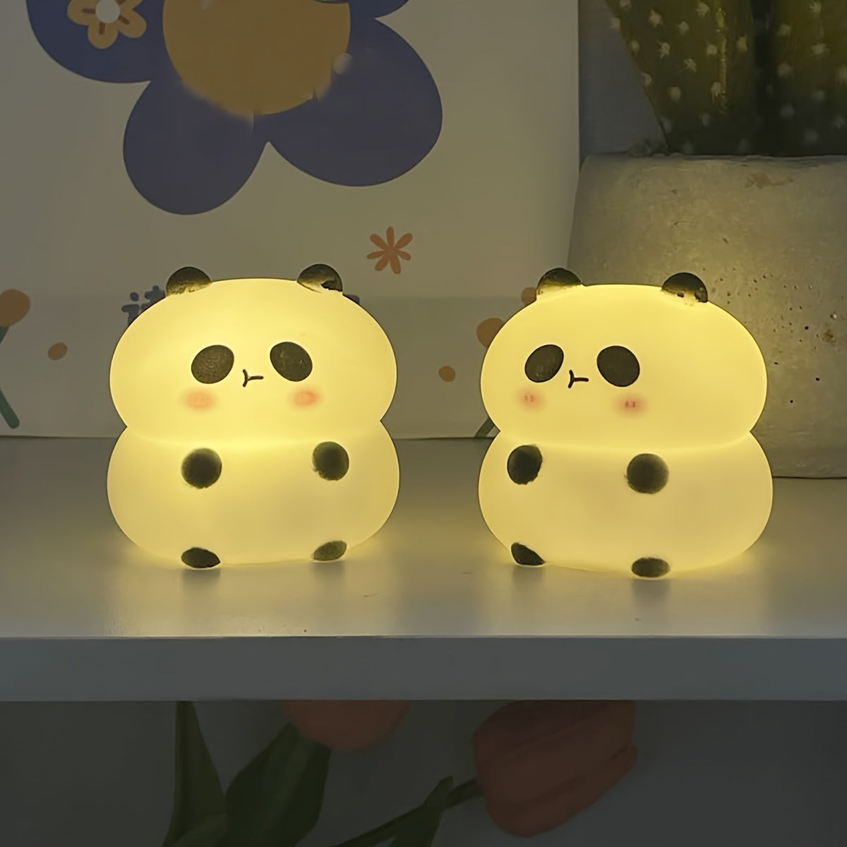 Asian-inspired 1pc Panda Night Light with soft glow, battery-operated LED Mini Lamps for desk decor.