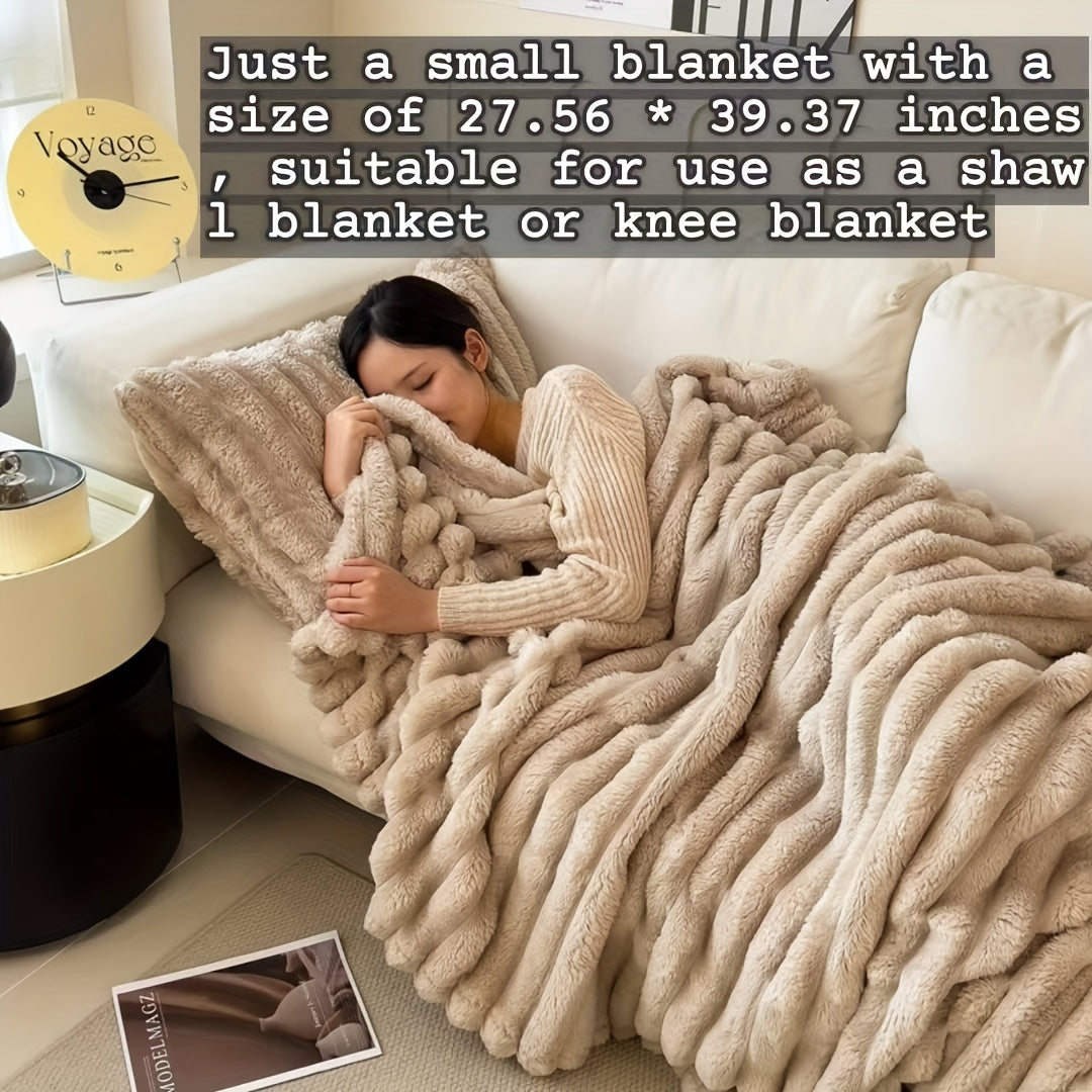 Luxurious Faux Rabbit Fur Throw Blanket - Cozy and Soft for Couch, Bed, Office, and Travel - Perfect All-Season Gift for Christmas!