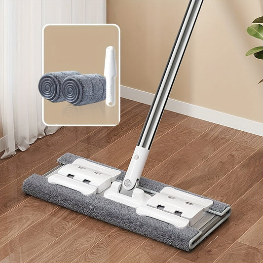 Multi-functional Wet & Dry Flat Mop with Detachable Cloth - Made of Stainless Steel and Plastic, Ideal for Cleaning Floors, Walls, Bedrooms, Living Rooms, and Bathrooms