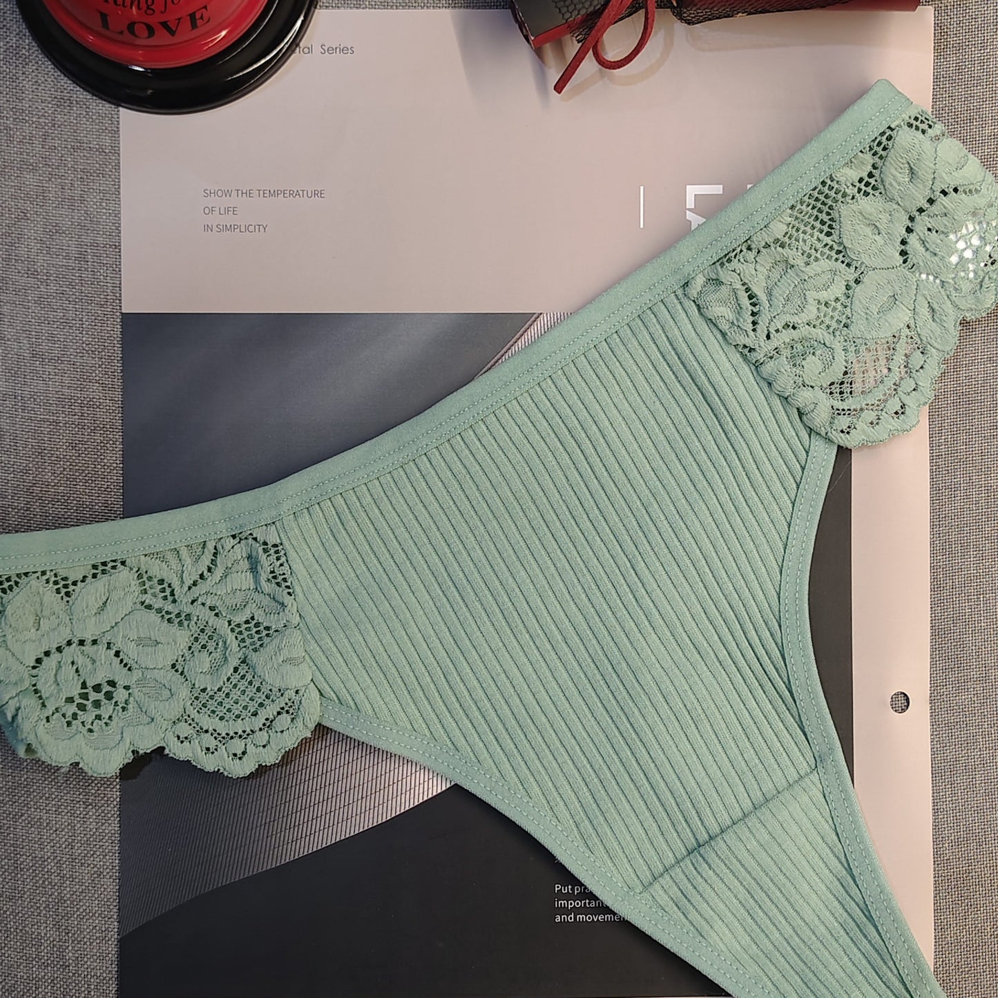 Lace ribbed thonglar, past belli ichki kiyimlar, ayollar uchun sexy lingerie.