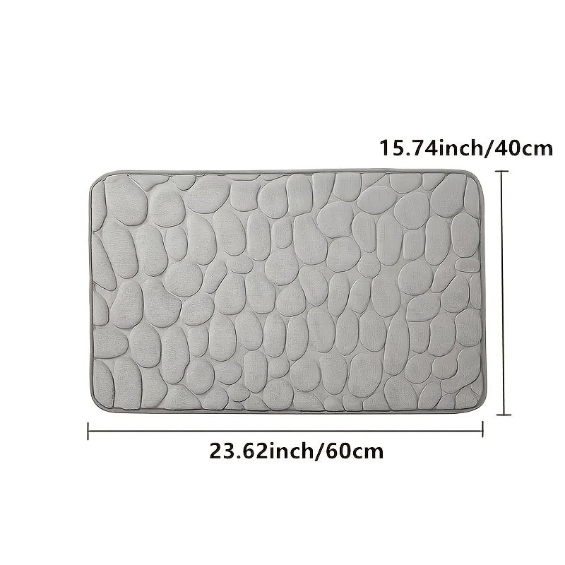 1 Cobblestone Embossed Memory Foam Bath Mat with Rapid Water Absorption, Non-Slip, Washable, and Soft for Fall Decor in Bathroom, Kitchen, Laundry, and Indoor Spaces.