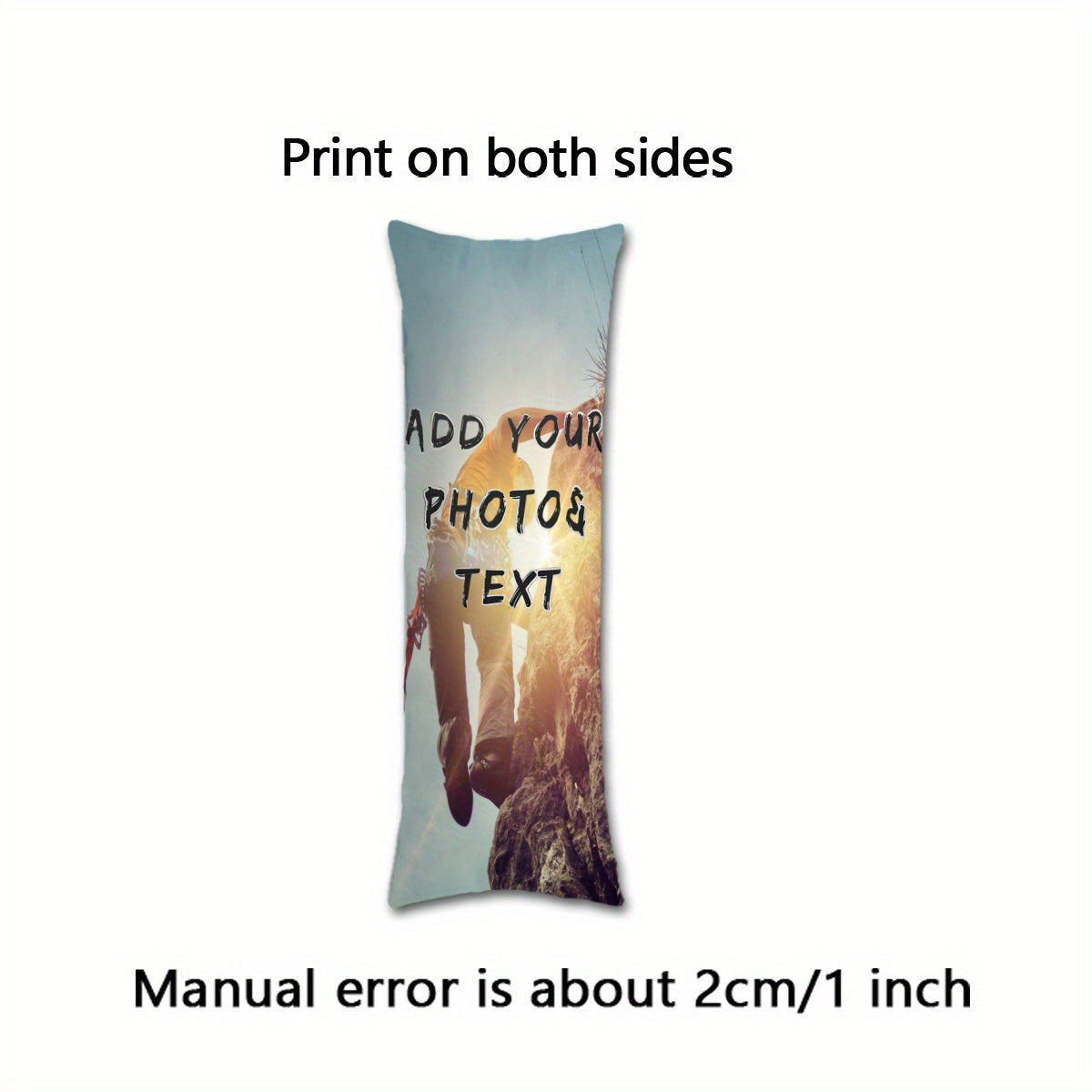 Personalized Long Body Pillowcase with Custom Photo or Text - 20x54 inches, Dual-Sided Printing, Varied Colors, Soft Cover Ideal for Christmas Gift - 1 piece