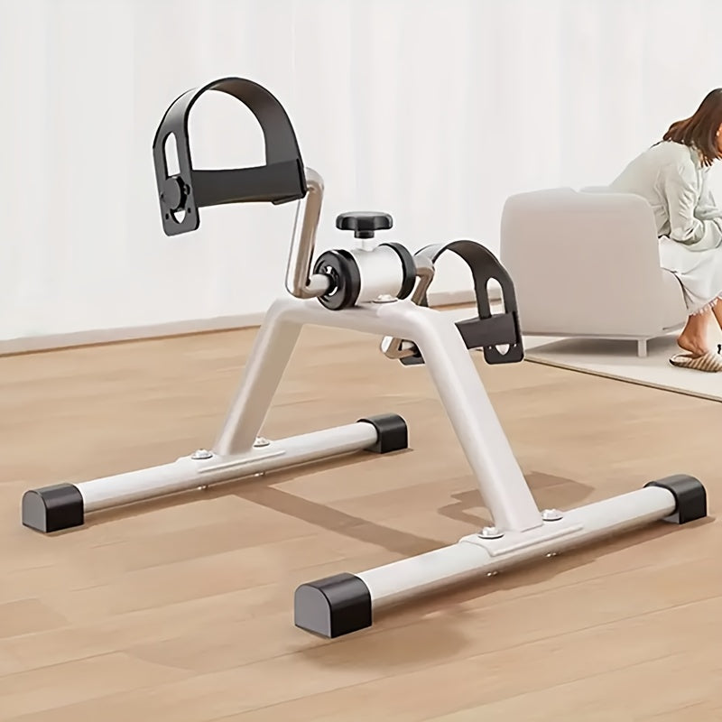 White Iron Pedal Exercise Bike with Aluminum Stepper, Manual Operation for Home Rehabilitation and Indoor Fitness, No Power Needed, Suitable for Adults.