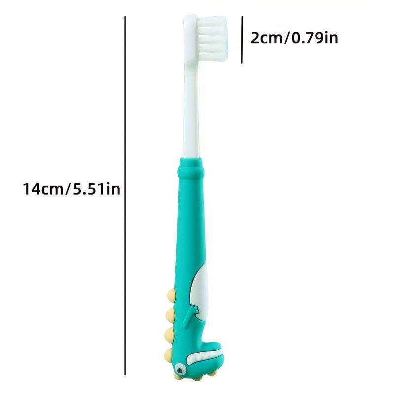 Toothbrush with Soft Bristles and Cute Cartoon Dinosaur Design, Individually Packaged