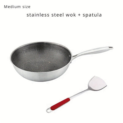 Multipurpose Stainless Steel Honeycomb Wok with Non-Stick Coating - Great for both Home & Restaurant Cooking, Works with Induction Stovetops, Perfect for Feeding a Crowd at Home or on your next Camping Trip.