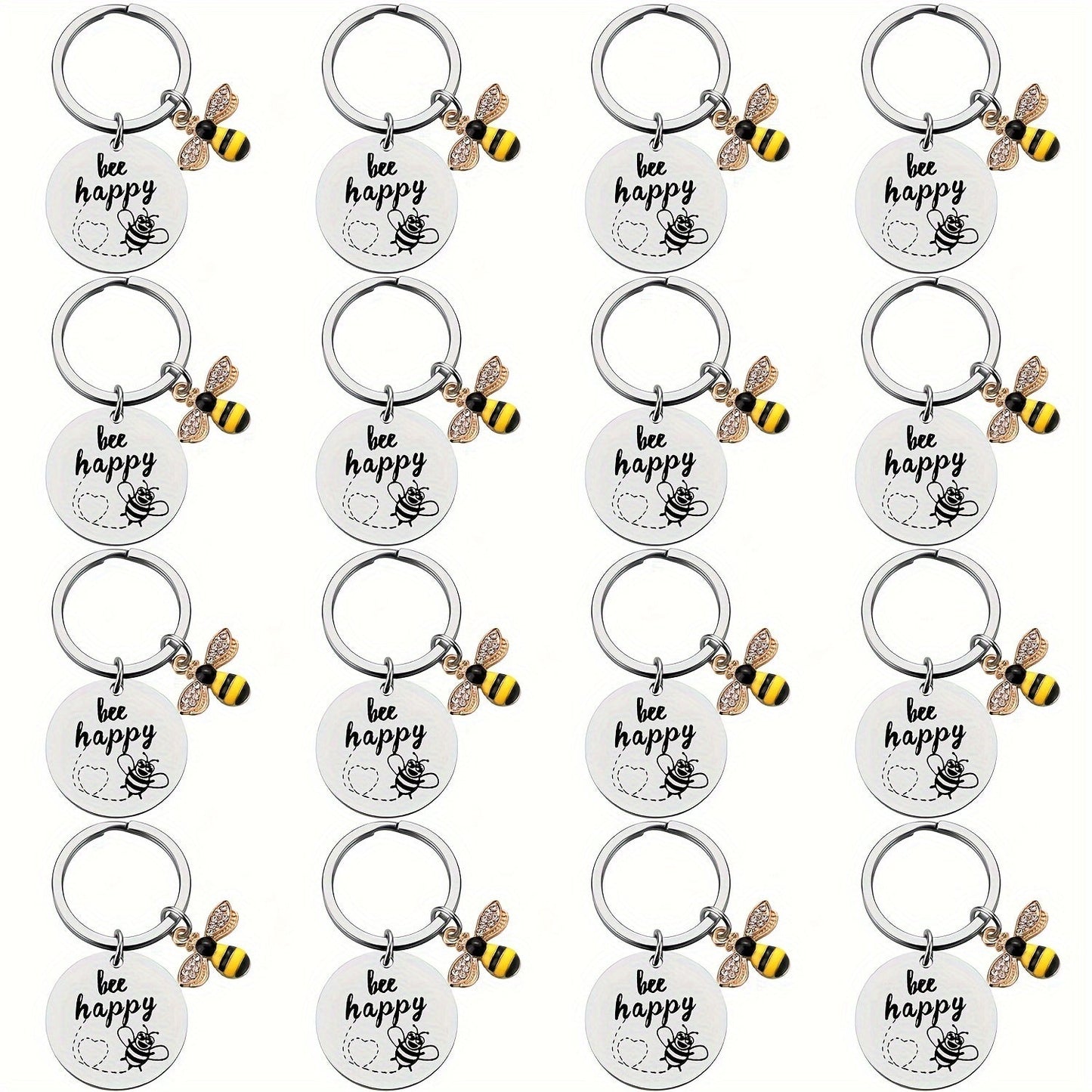 Set of 16 Bee Keychains Perfect for Men, Ideal Bee Gifts for Coworkers, Appreciation Presents, Farewell Gift for Men