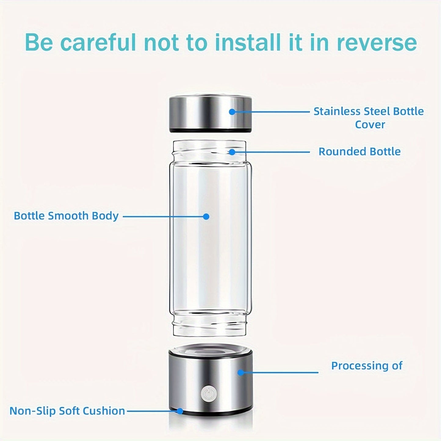 Take your hydrogen water on-the-go with this portable, rechargeable hydrogen-rich water glass health cup. Perfect for home and travel, this hydrogen water bottle, ionizer, and generator provides you with the ultimate hydration solution.