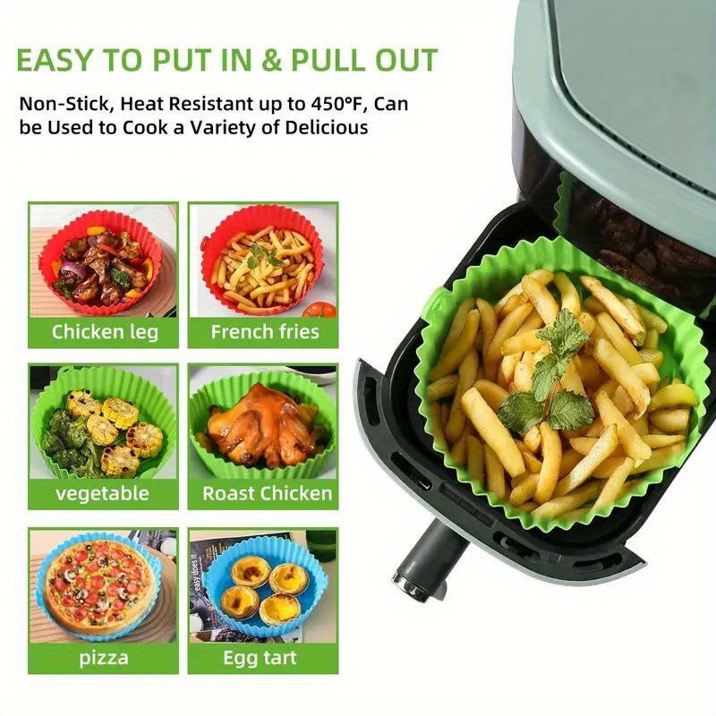 Healthier Cooking made easier with our Non-Stick, Flameless Reusable Silicone Air Fryer Liner