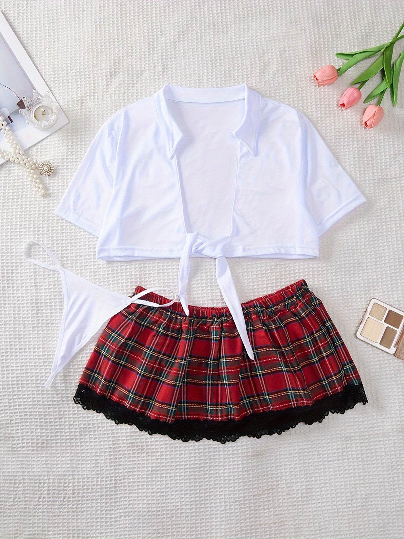 Seductive plaid waist cosplay costume for women