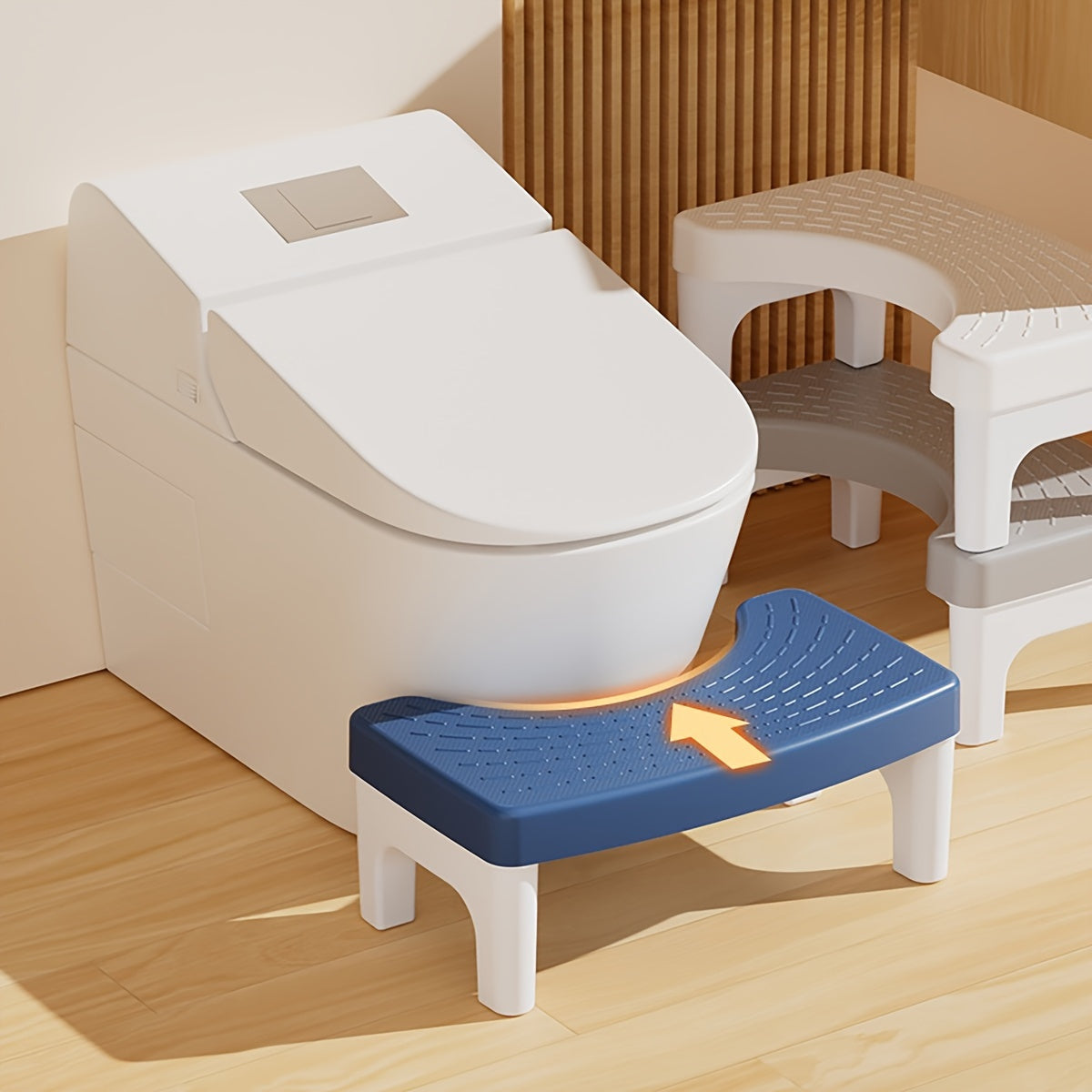 Toilet folding foot stool, anti-slip, portable and easy to clean.